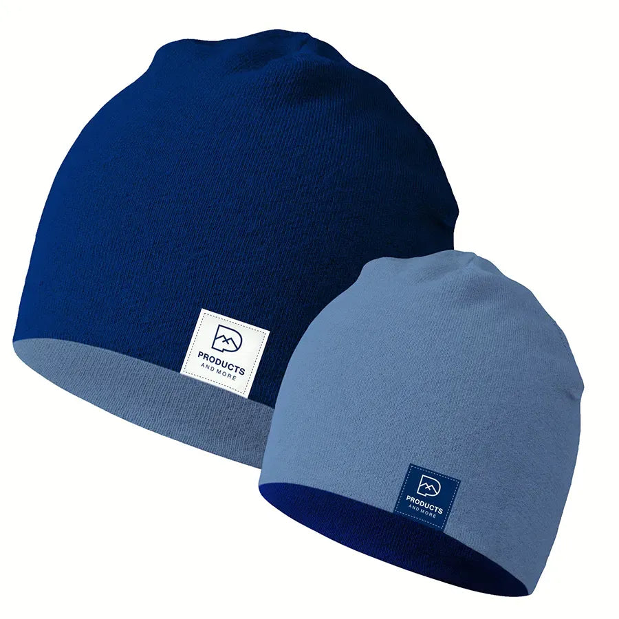 Wende-Beanie blau