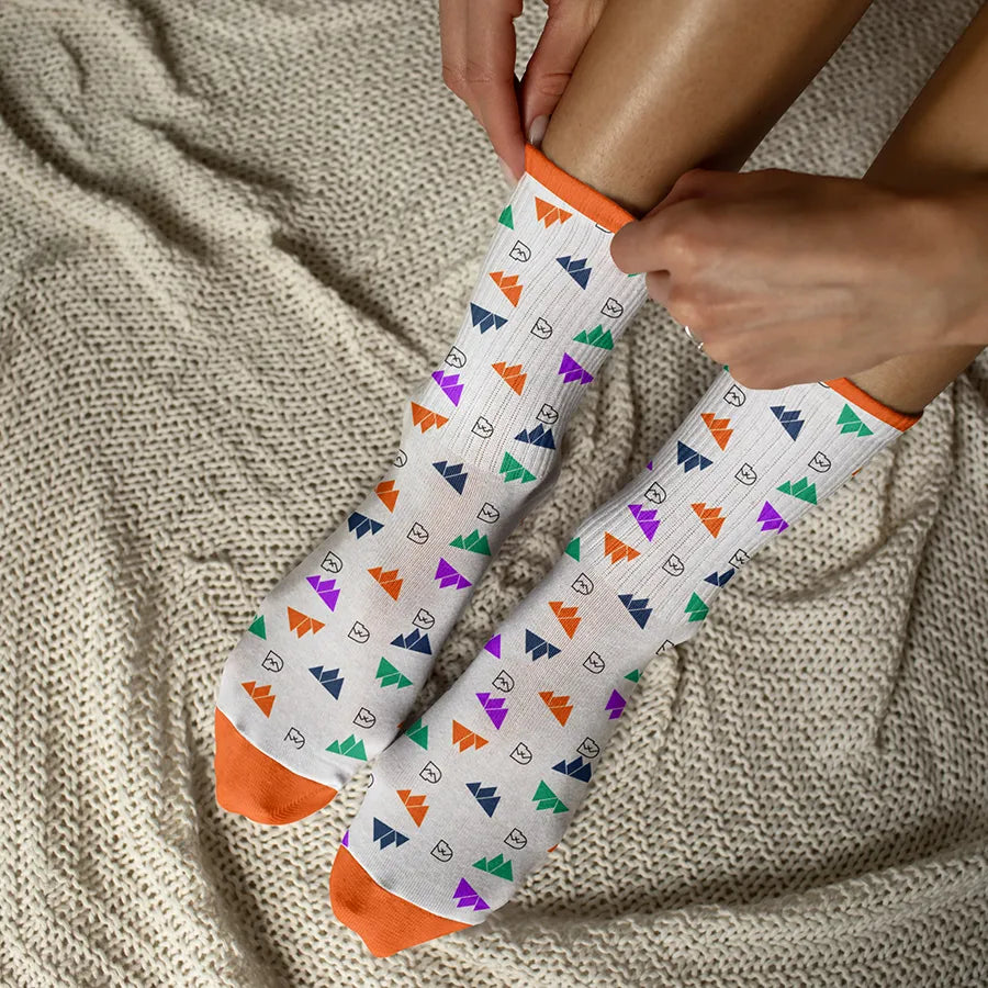 Individuell bedruckbare Socken in Verwendung